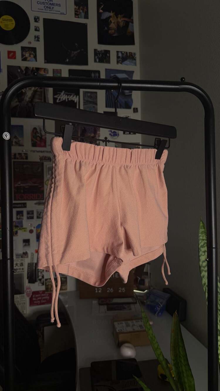 Five Dancewear Textured Shorts with Side Drawstrings Peach Pink